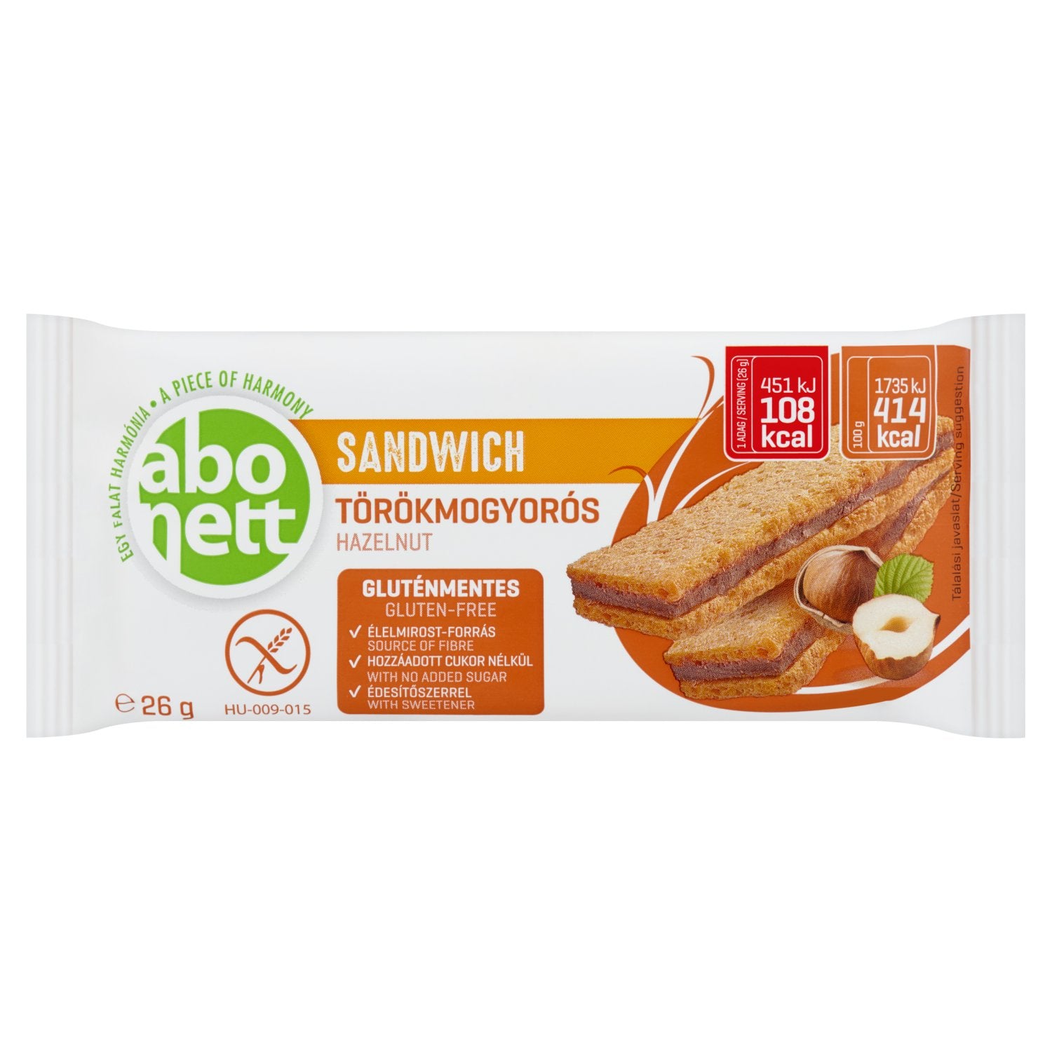 Abonett sendvič s lieskovými orieškami 26 g - 60055