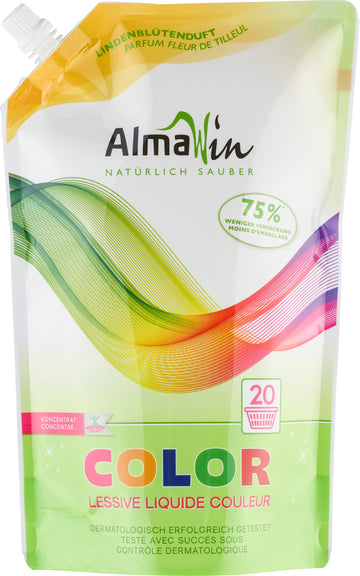 Almawin color tekutá koncentrácia práškového prostriedku pre farebné oblečenie s výťažkom z trojkvetinovej kvetiny - na 20 prášok 1500 ml