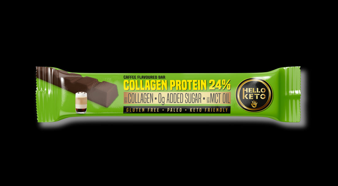 HelloKeto kolagénová proteínová tyčinka so sladidlami s príchuťou kávy 40 g - 88095