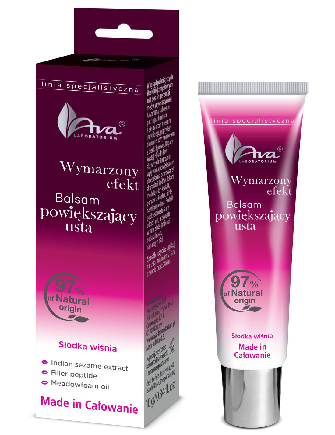 Ava prírodný balzam na pery s peptidmi zo sladkej čerešne 10 g - 89982