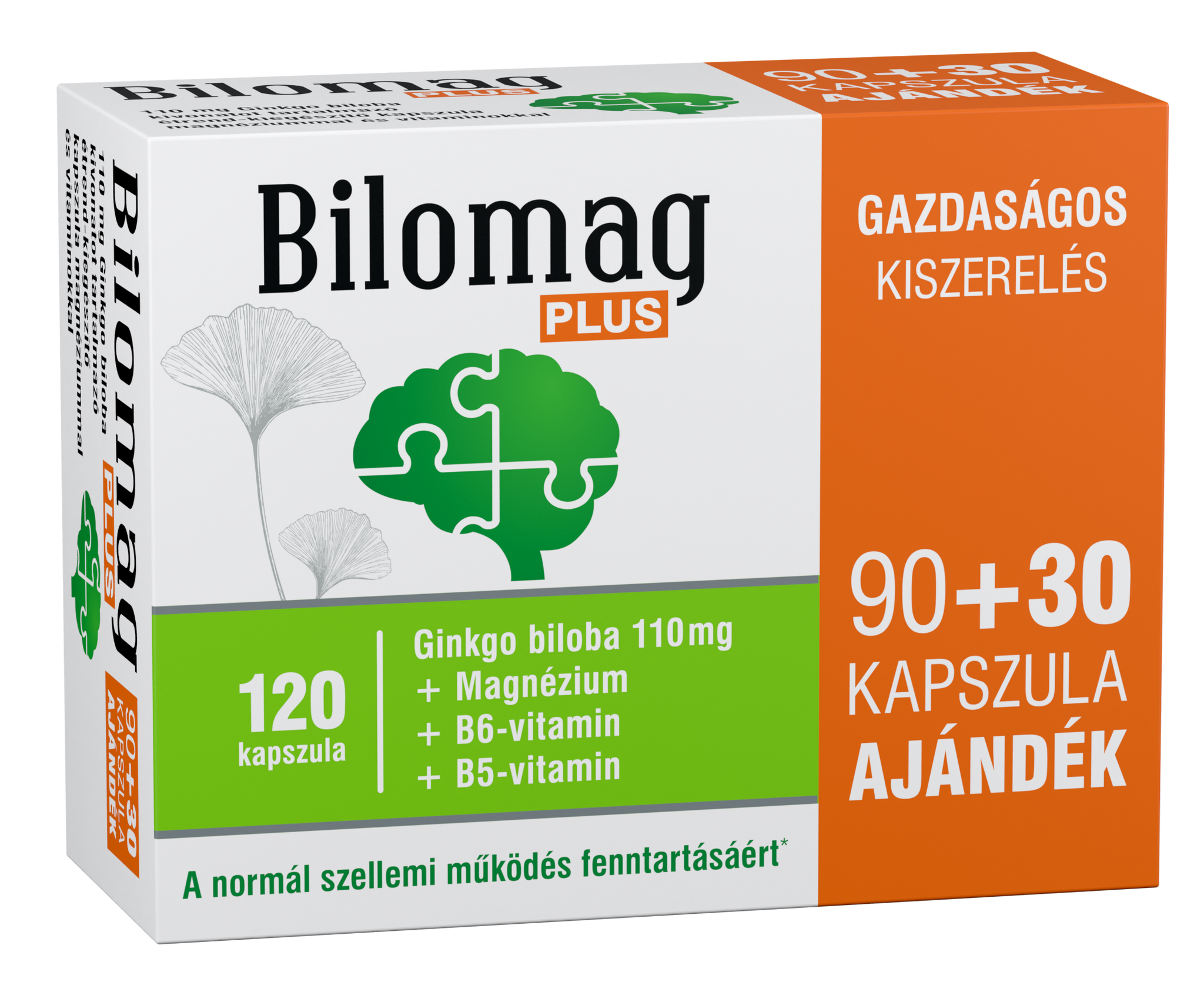 Balenie plus kapsule doplnkov stravy obsahujúce 110 mg extraktu z gingko biloba 90+30db 120db