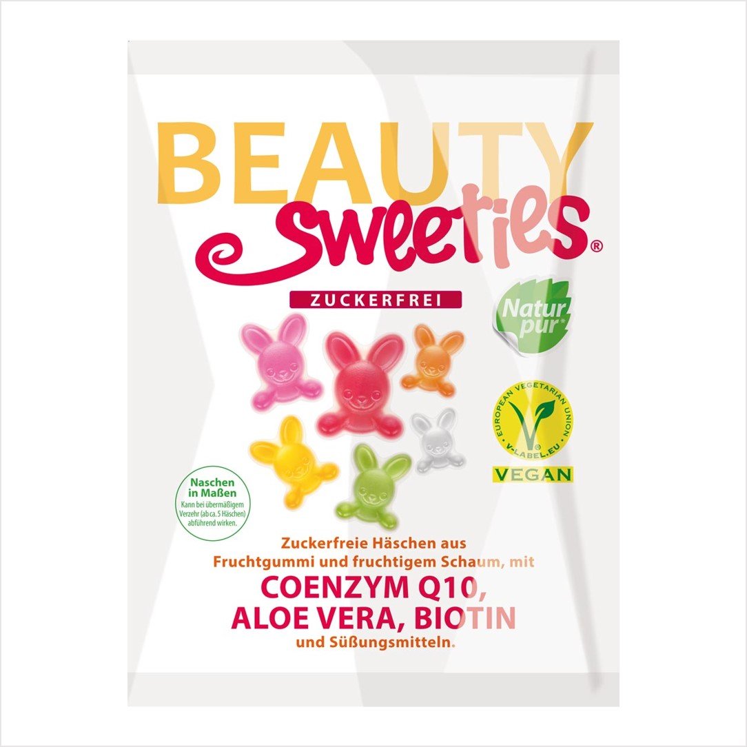 Beauty Sweeties vegánske gumové zajačiky bez cukru 125 g - 52856