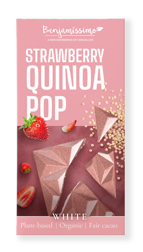 Benjamissimo bio vegánska biela čokoládová jahody a quinoa 60 g