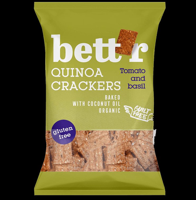 Bettr organické vegánske bezlepkové krekery z quinoy s bazalkou 50 g 86611