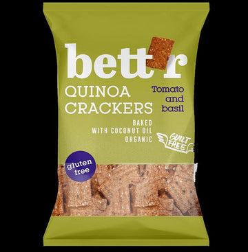 Bettr organické vegánske bezlepkové krekery z quinoy s bazalkou 50 g 86611