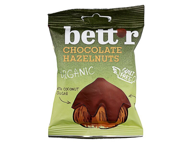 Bettr organické vegánske bezlepkové turecké oriešky v čokoláde 40 g - 93240