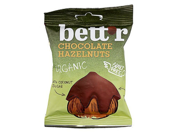 Bettr organické vegánske bezlepkové turecké oriešky v čokoláde 40 g - 93240