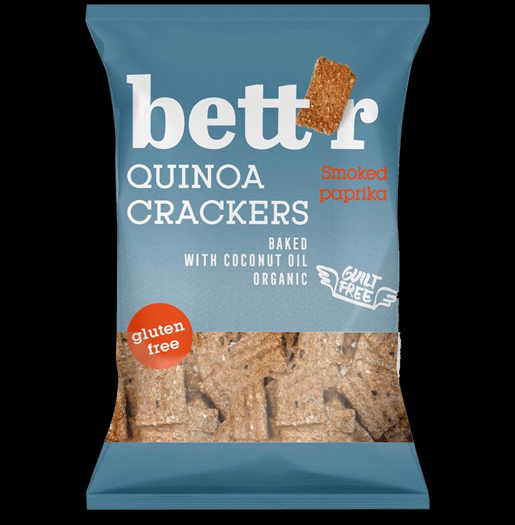 Bettr bio vegánske bezlepkové krekry z quinoy s údenou paprikou 100 g - 86610