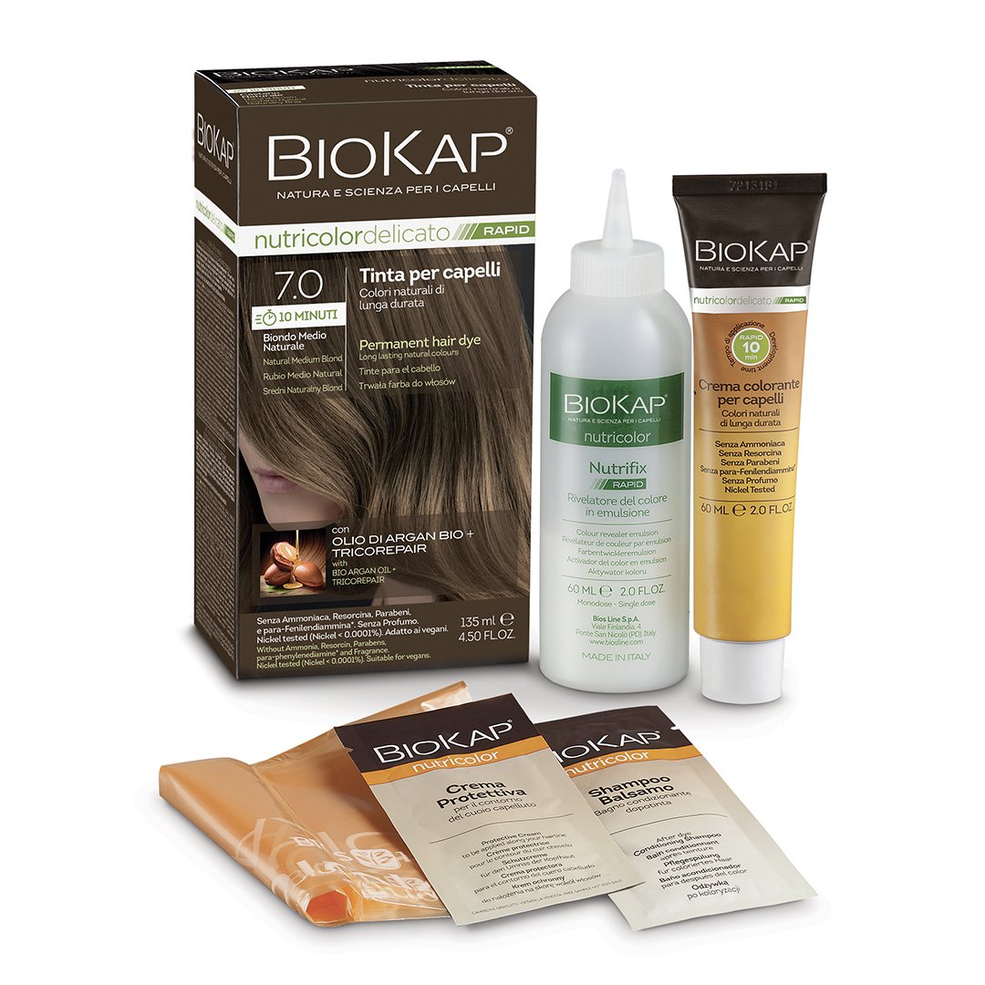 Biokap nutricolor rýchla permanentná farba na vlasy č. 7.0 prírodná stredne blond 135 ml - 90785