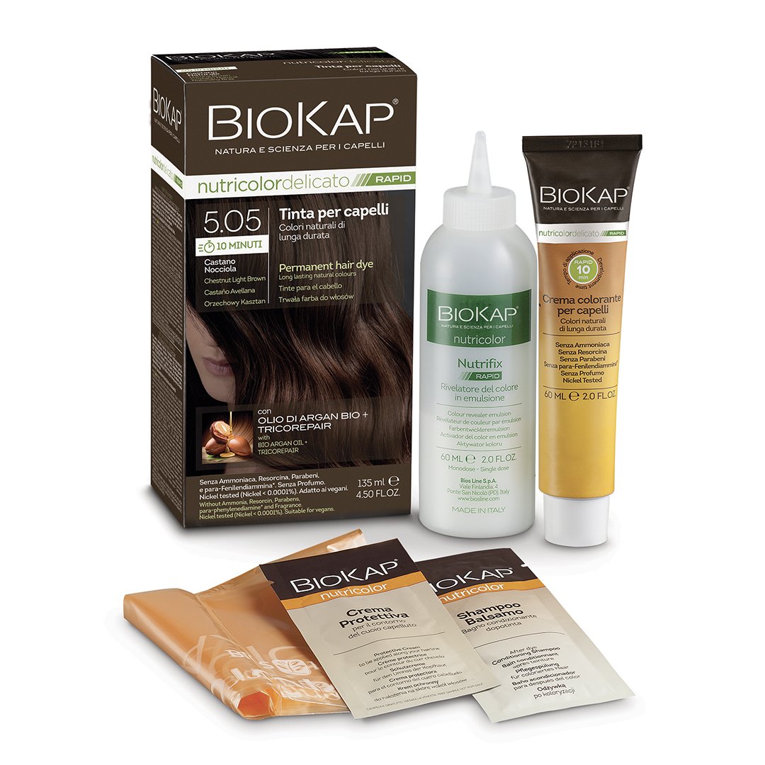 Biokap nutricolor rýchla permanentná farba na vlasy nr 5.05 gaštanová svetlohnedá 135 ml - 90778
