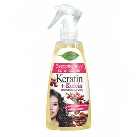 Bione cosmetics keratín kofeín makadamiový olej  oplachovania bez oplachový kondicionér v spreji 260 ml - 82210