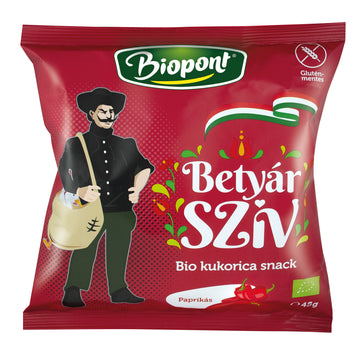 Biopont bio kukurica snack srdiečko s paprikou 45 g