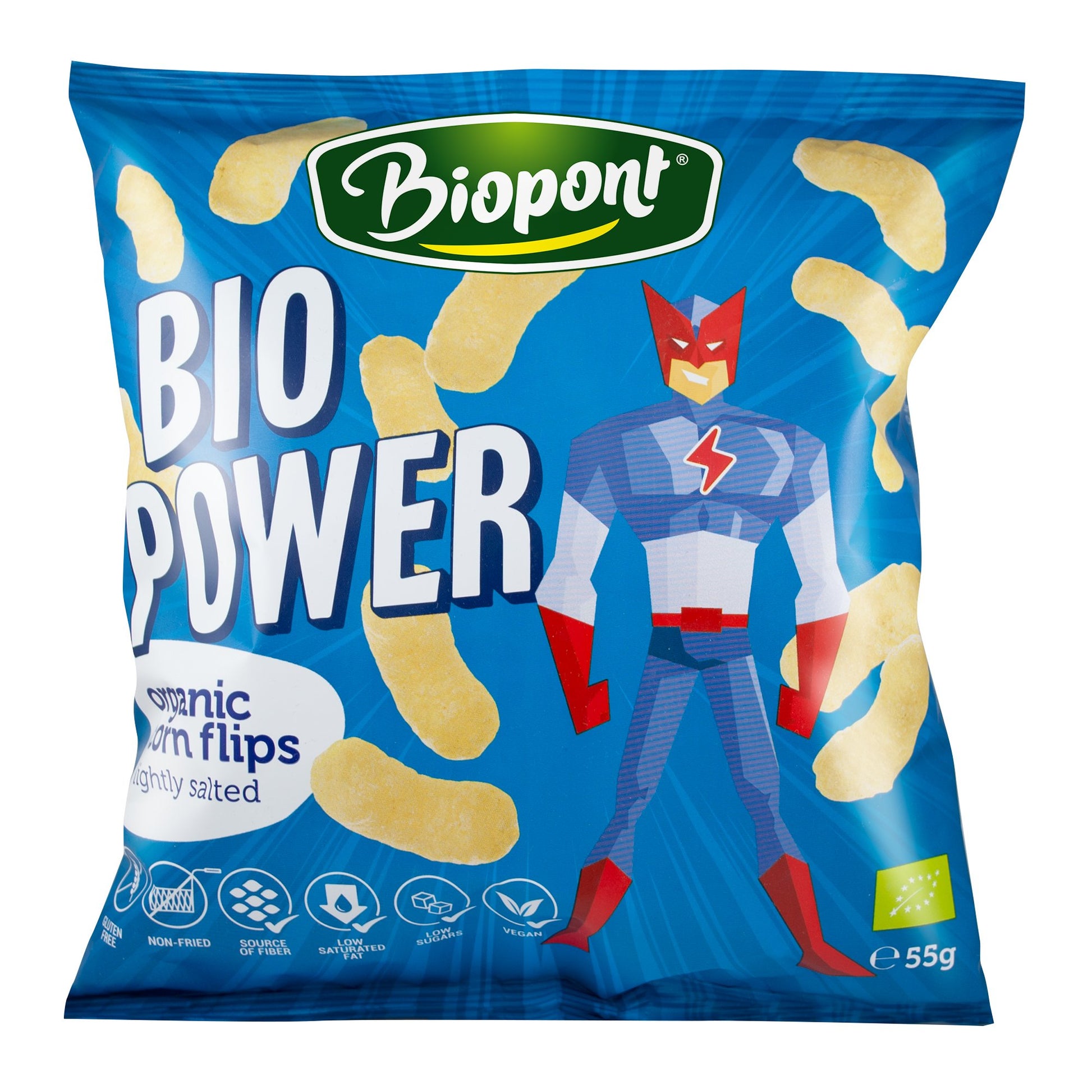 Biopont bio power extrudovaná bio kukurica mierne slaná bez lepku 55 g - 93169