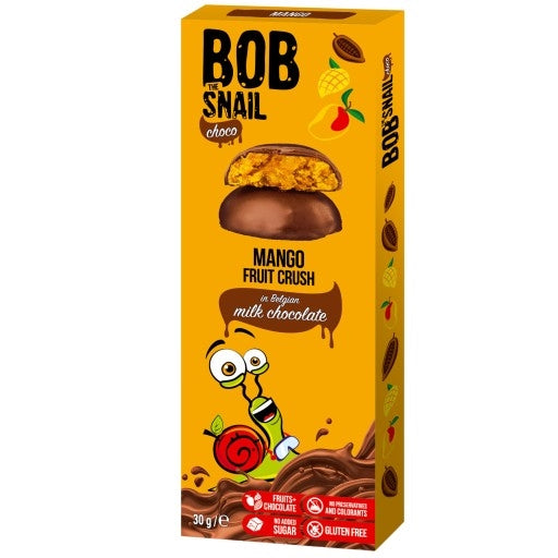 Bob Snail ovocný snack v tmavej čokoláde, mango 30 g - 88371