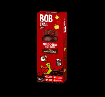 Bob Snail ovocný snack v tmavej čokoláde, jablkom-čerešne 30 g - 88368