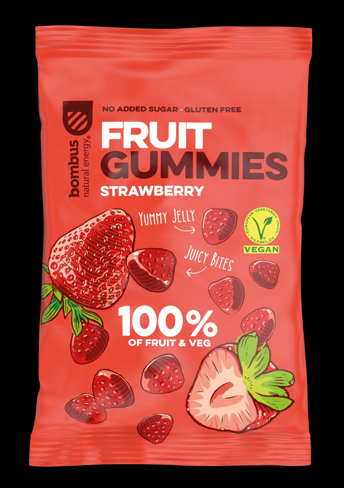 Bombus fruit gummies jahodové ovocné cukríky 35 g - 90419