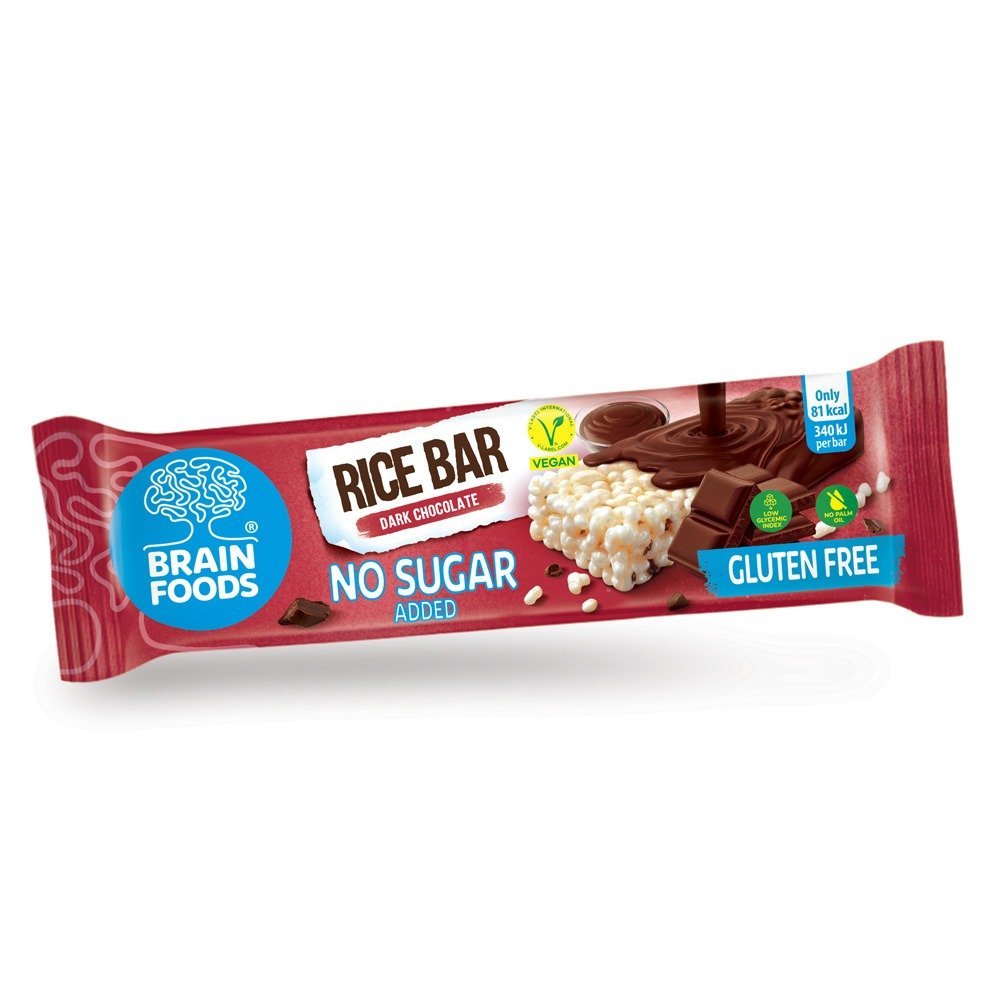 Brain Foods Pufovaná ryža s horkou čokoládou 18 g - 97236
