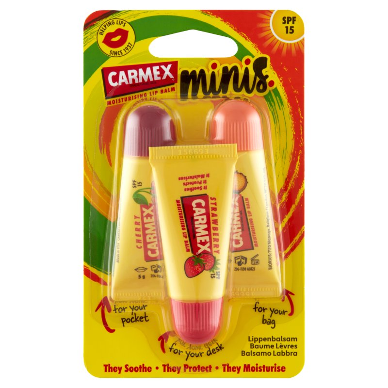 Carmex Lip Care mini balenie (jahoda, čerešňa, ananás-mäta) 3x5g 15 g - 92764