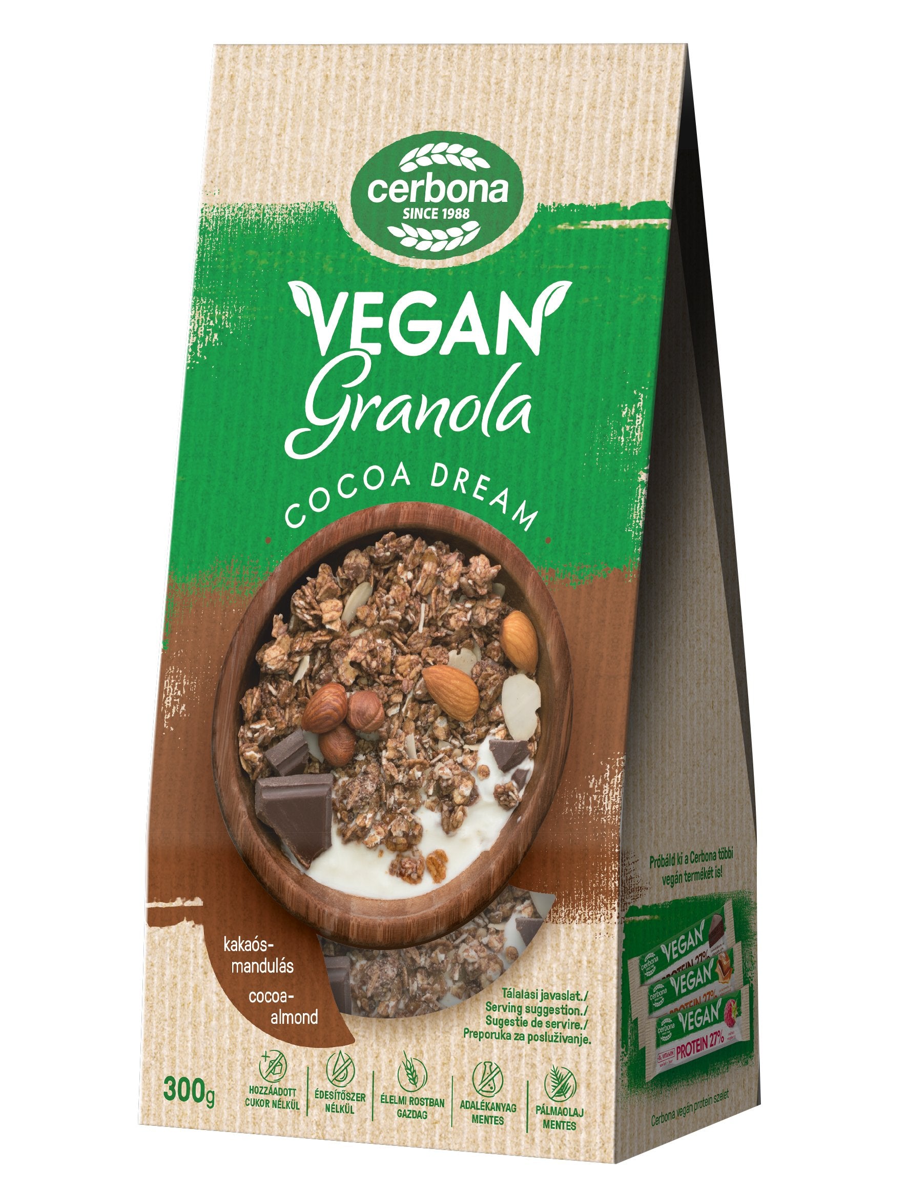 Cerbona vegánska granolamusli s kakaom a mandľami 300 g - 89219