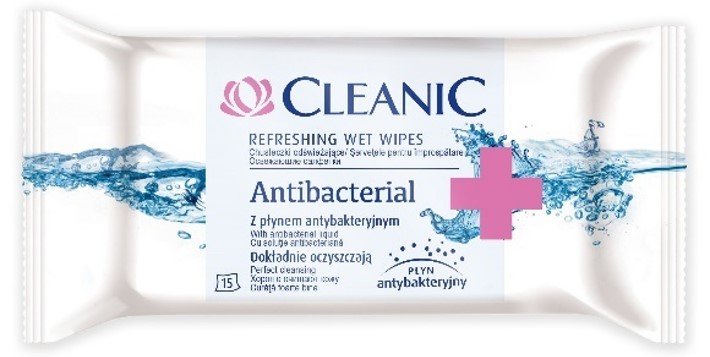 Antibakteriálne zvlhčené osviežujúce obrúsky Cleanic 15 ks - 91734