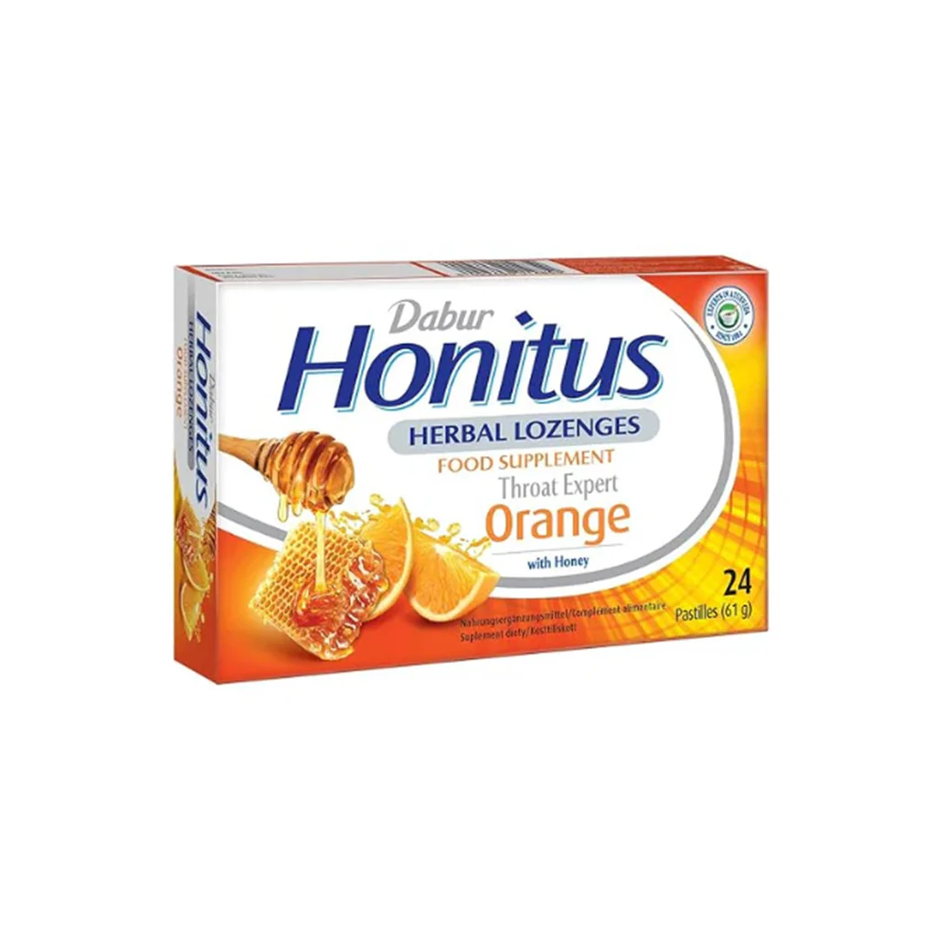 Dabur honitus orange bylinné tablety na cmúľanie s príchuťou pomaranča 24 kusov - 96602