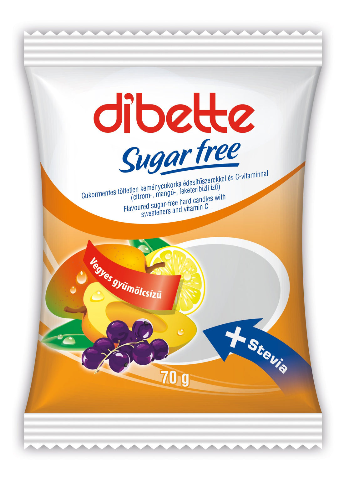 Dibette cukríky s príchuťou miešaného ovocia bez cukru so sladidlami 70 g - 53716