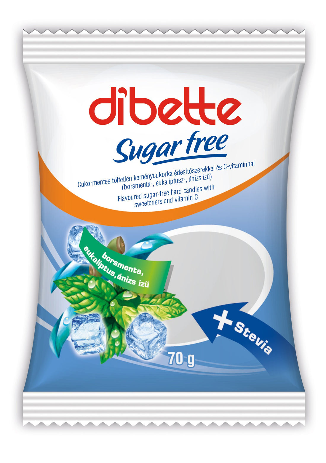 Dibette cukríky bez cukru s mentolovou príchuťou a sladidlami 70 g - 53717