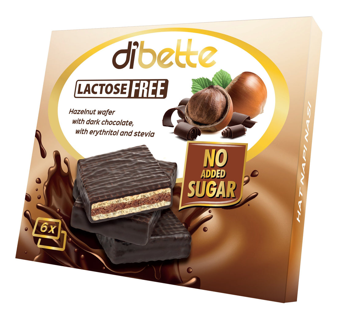 Dibette snack lieskovoorieškové oblátky v čokoláde s krémovou náplňou a bezlaktózovým sladidlom 96 g - 83607