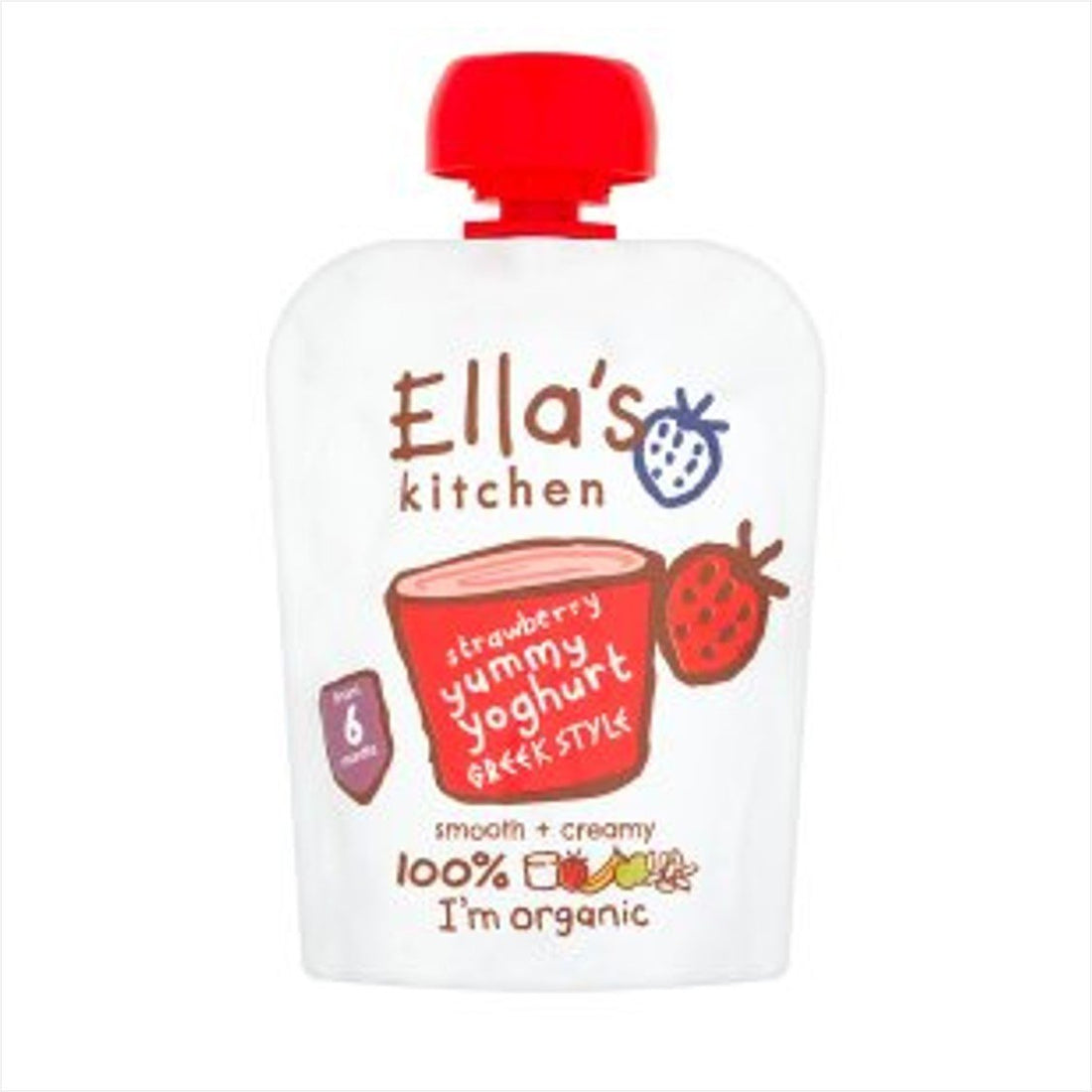 Ellas Kitchen BIO grécky jogurt s jahodami 90 g - 53088