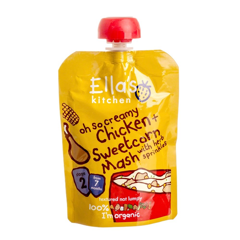 Ellas Kitchen BIO kuracie pyré slahôdkovou  kukuricou 130 g - 53077