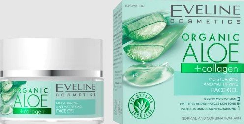 Eveline organický aloe kolagén hydratačný a upokojujúci gél na tvár na noc a deň 50 ml - 93784