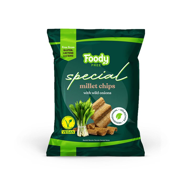 Foody Free bezlepkové špeciálne lupienky z prosa s medvedou cibuľkou 45 g - 96199