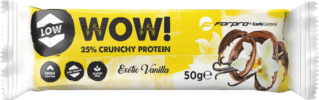 Forpro wow 25% chrumkavá proteínová tyčinka exotická vanilka 50 g - 97638