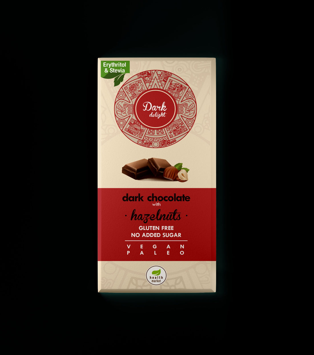Health Market dark delight horká čokoláda s celými lieskovými orieškami a sladidlami 80 g - 85742