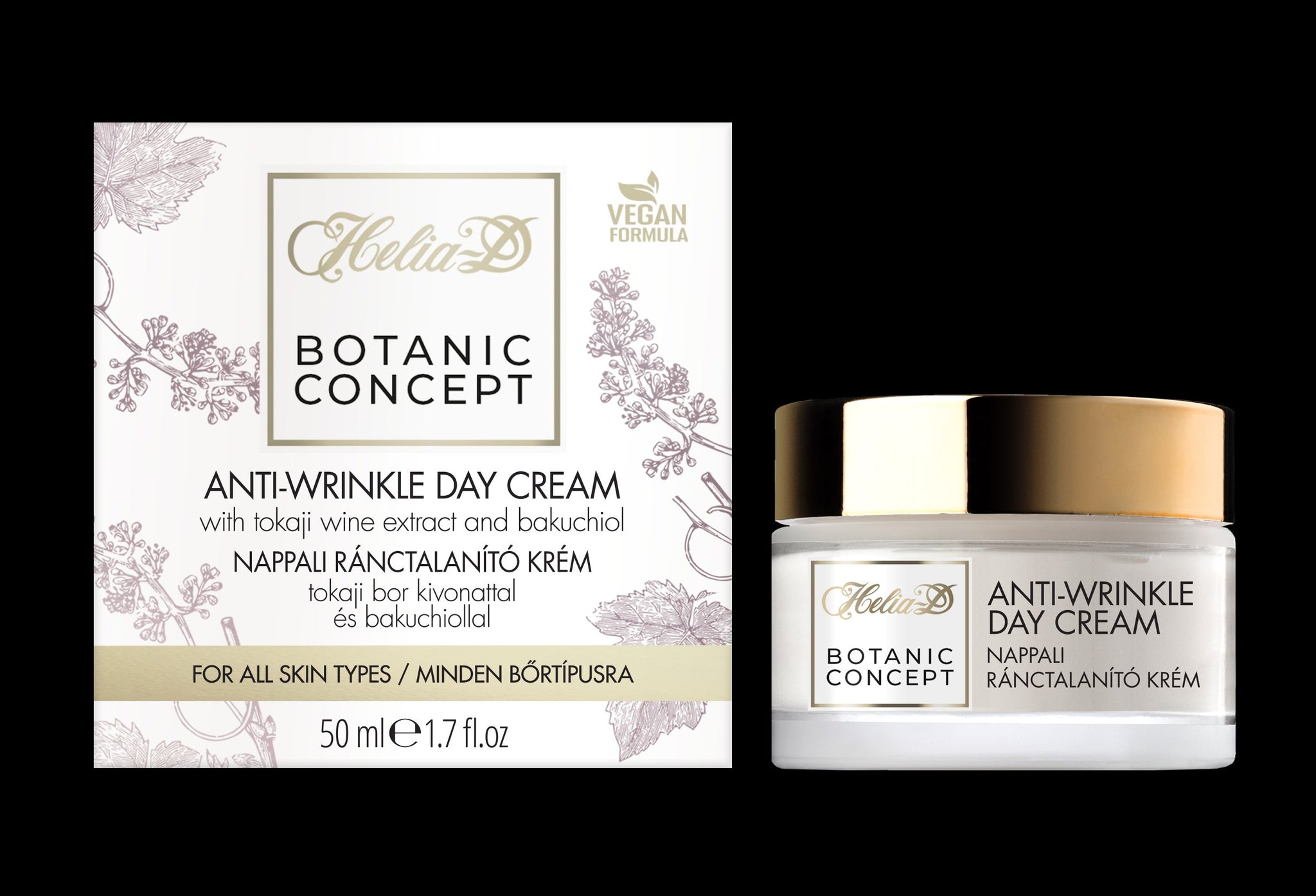 Helia-D botanic concept denný krém proti vráskam s extraktom z vína tokaji a bakuchiolom 50 ml - 88466