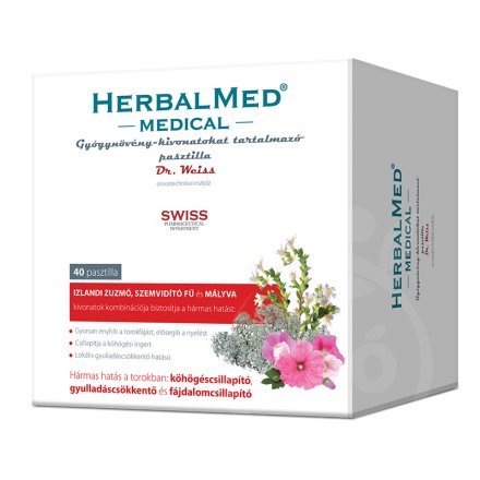 Dr.WEISS Herbalmed lekárske antiseptické pastilky na hrdlo 40 ks - 58317