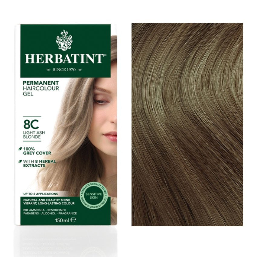 Herbatint 8c svetlá popolavá blond permanentná rastlinná farba 150 ml - 50572