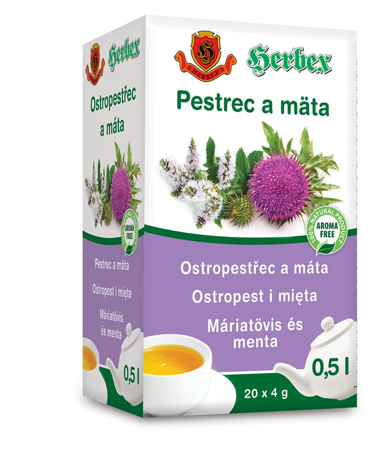Herbex čaj z pestreca mariánskeho a mäty 20x4g 80 g - 43657