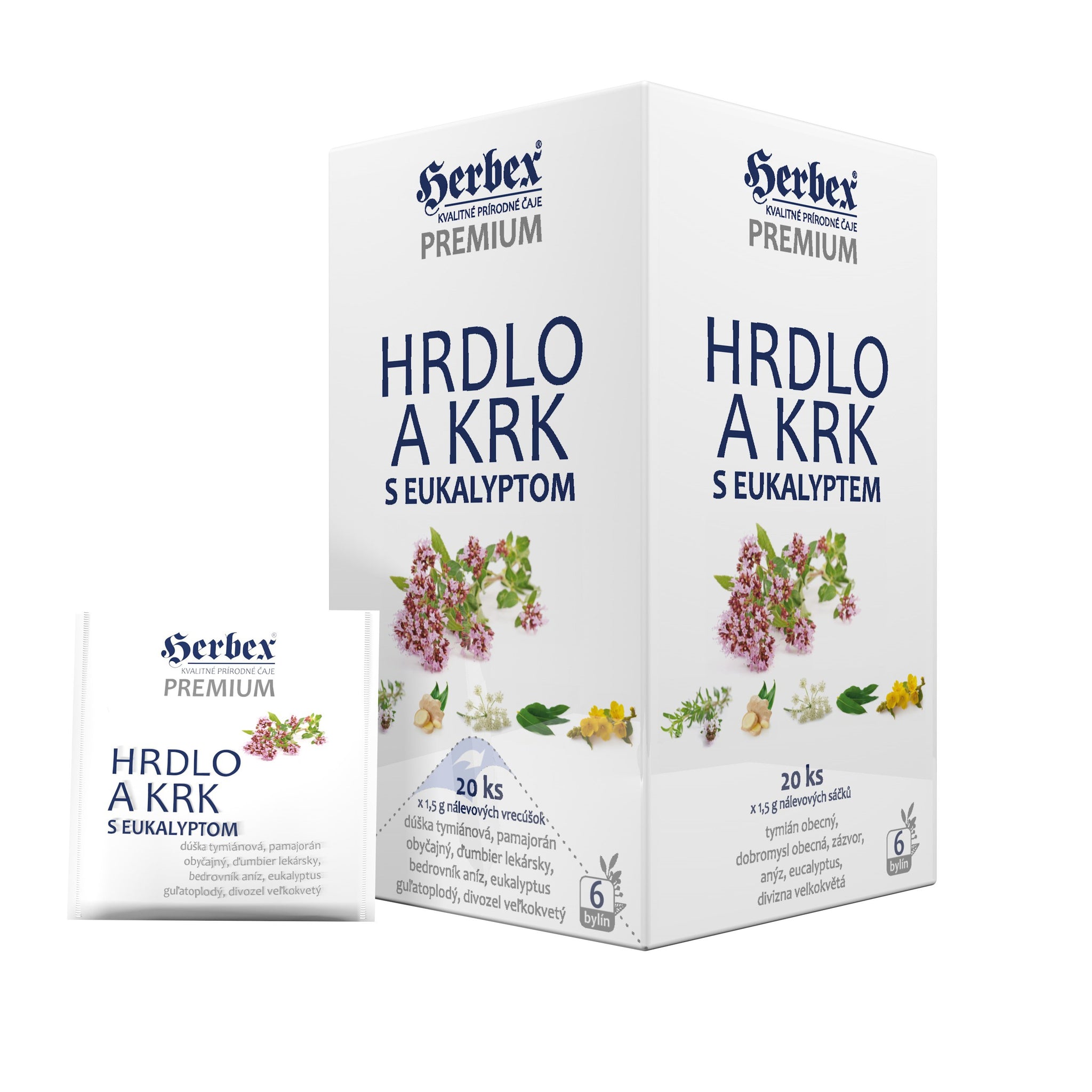 Herbex čaj hrdlo a krk s eukalyptom 20x1,5g 30 g - 90219