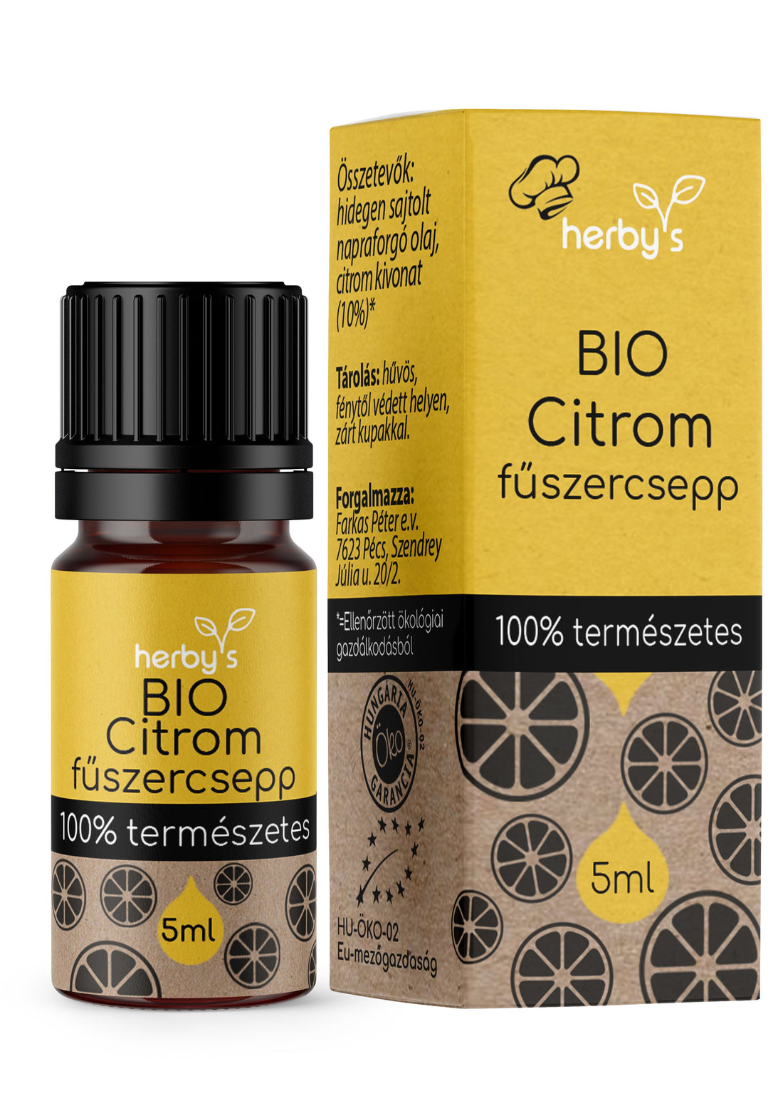 Herbys organické kvapky citrónového korenia 5 ml - 87824