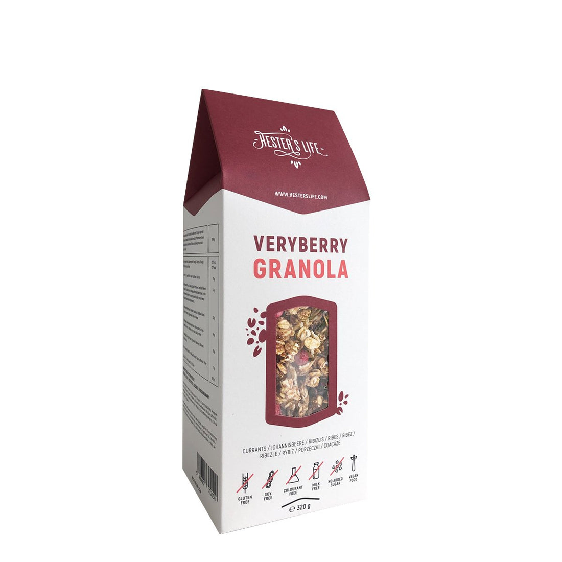 Hester`s Life granola s  ovocím a ríbezľami 320 g - 60162