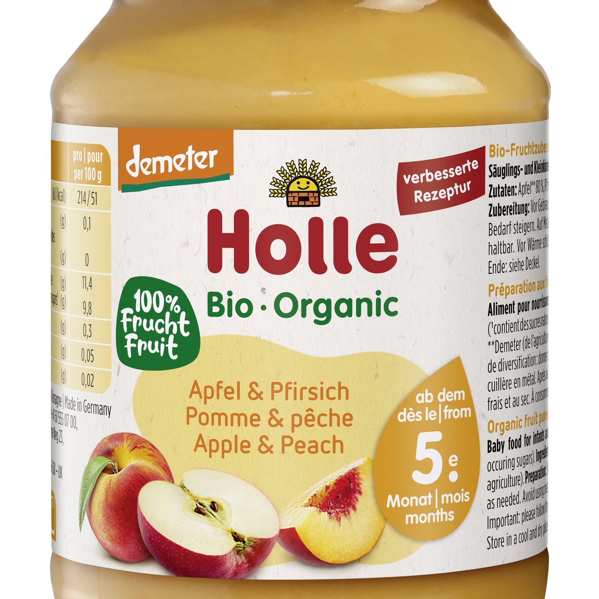 Holle organická detská výživa broskyňa-jablko 190 g - 10798