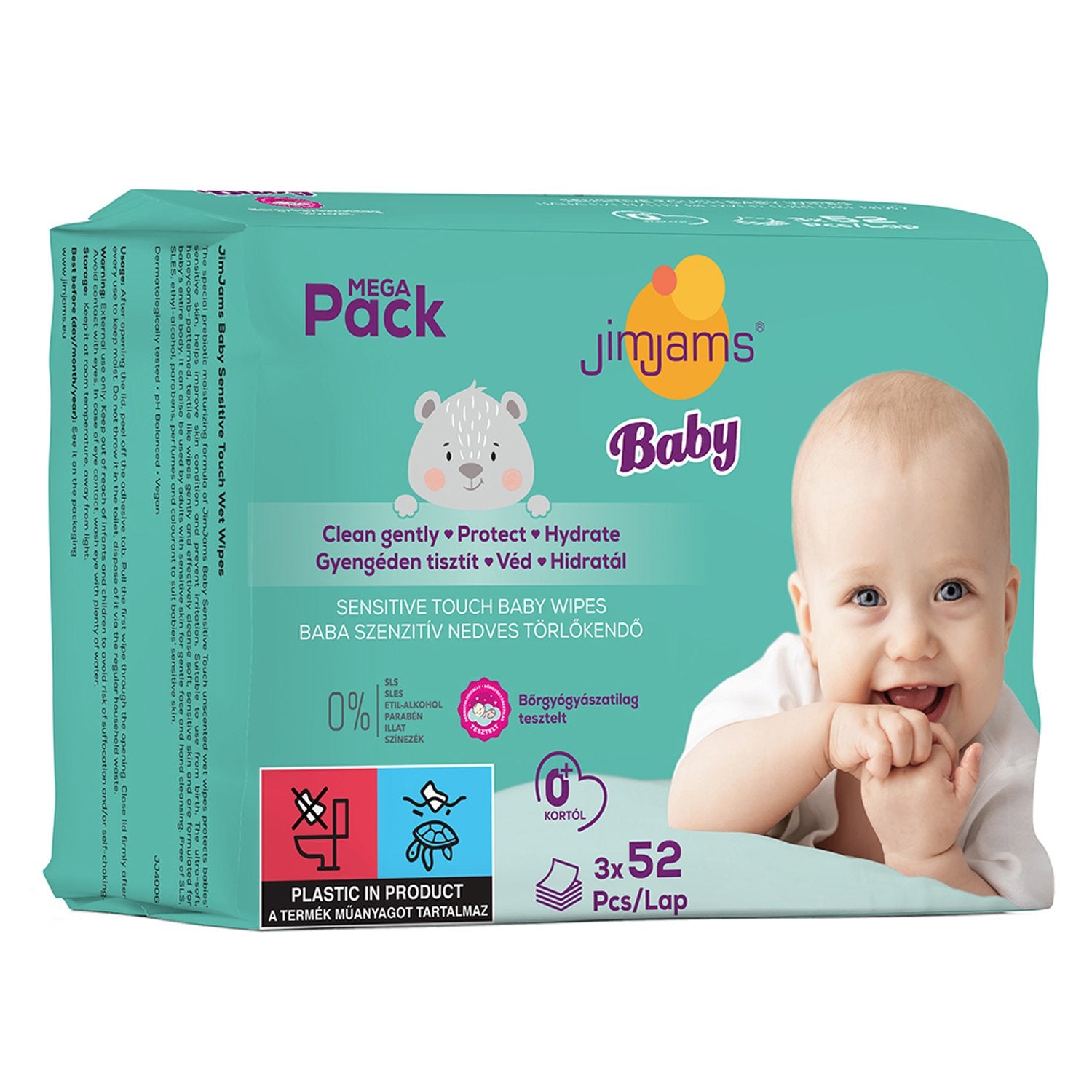Jimjams detské vlhčené obrúsky multipack 3x52ks 156 kusov - 95769