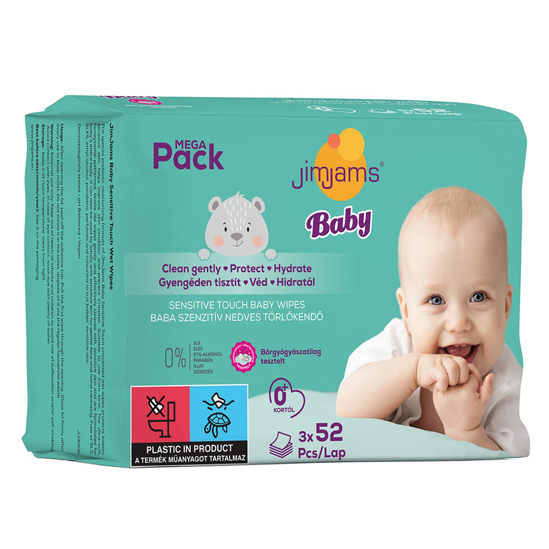 Jimjams detské vlhčené obrúsky multipack 3x52ks 156 kusov - 95769