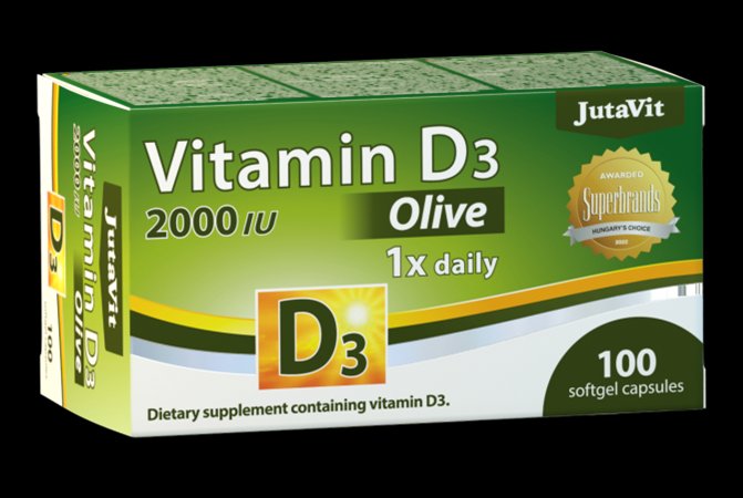 Jutavit vitamín D3 2000 IU olivový softgels 100 kapsúl - 91584