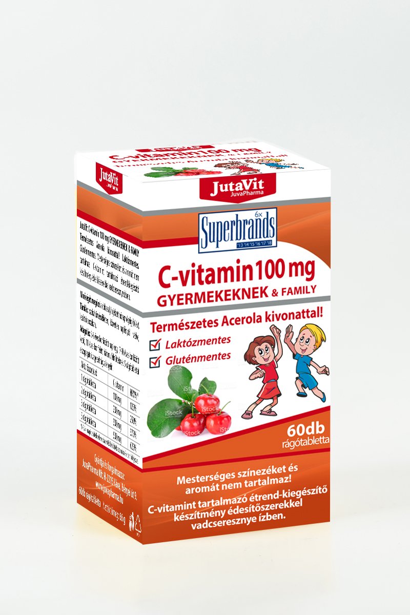 Jutavit vitamín C 100 mg pre deti a rodinu s extraktom z aceroly 60 ks - 27246