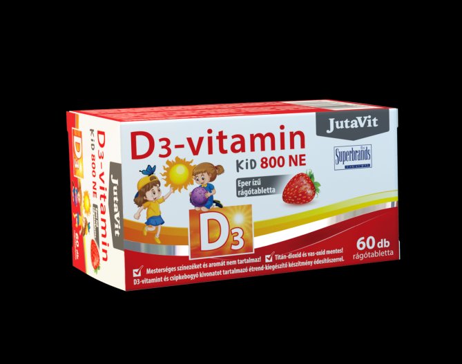 Jutavit vitamín D3 800NE jahoda žuvacie tablety 60 kusov - 88263