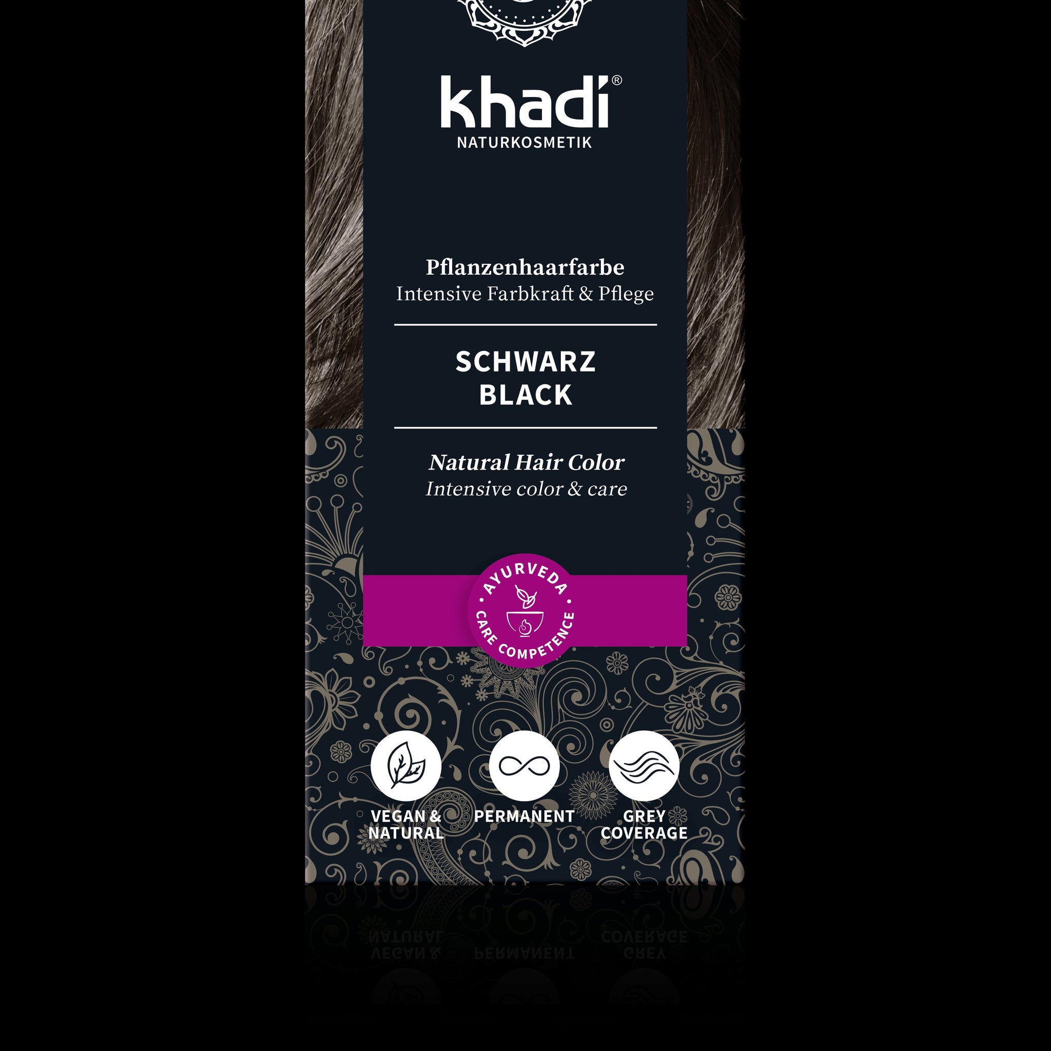 Khadi organická farba na vlasy v prášku čierna 100 g - 31550