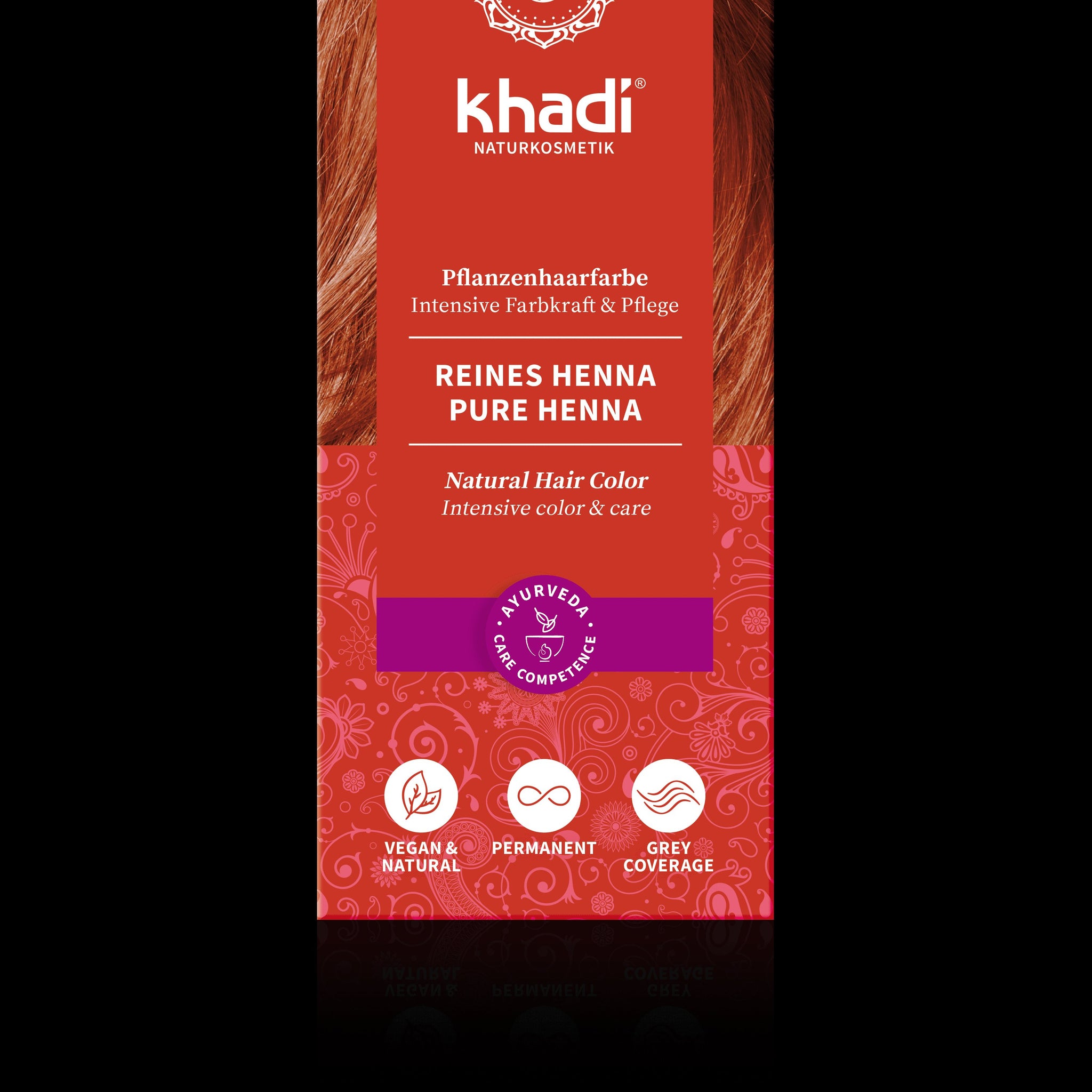Khadi organická farba na vlasy v prášku jasne červená 100% 100 g - 31514