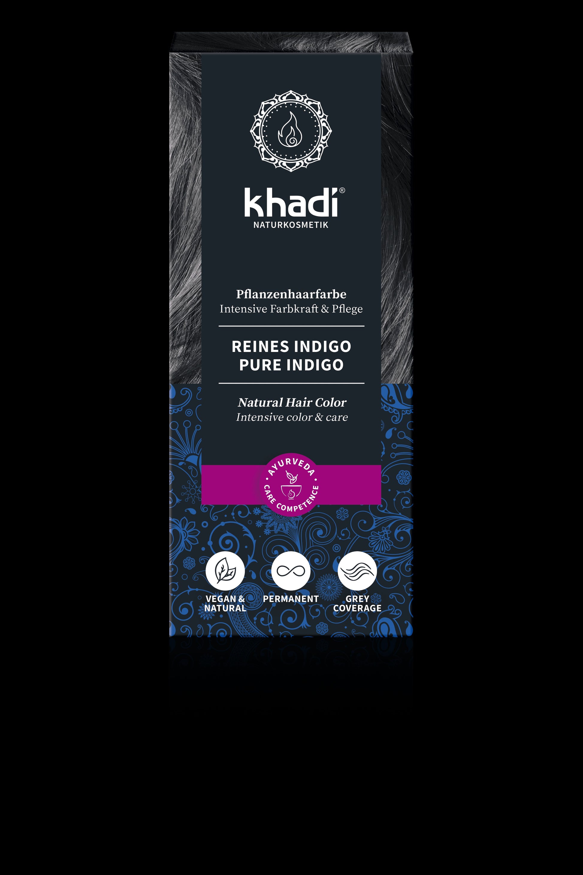 Khadi organická prášková farba na vlasy modro-čierno-indigová 100 g - 31558